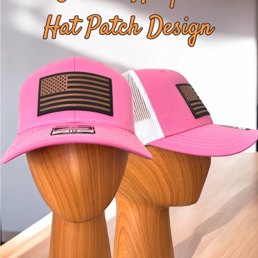 Pink Trucker Hat with Flag Patch